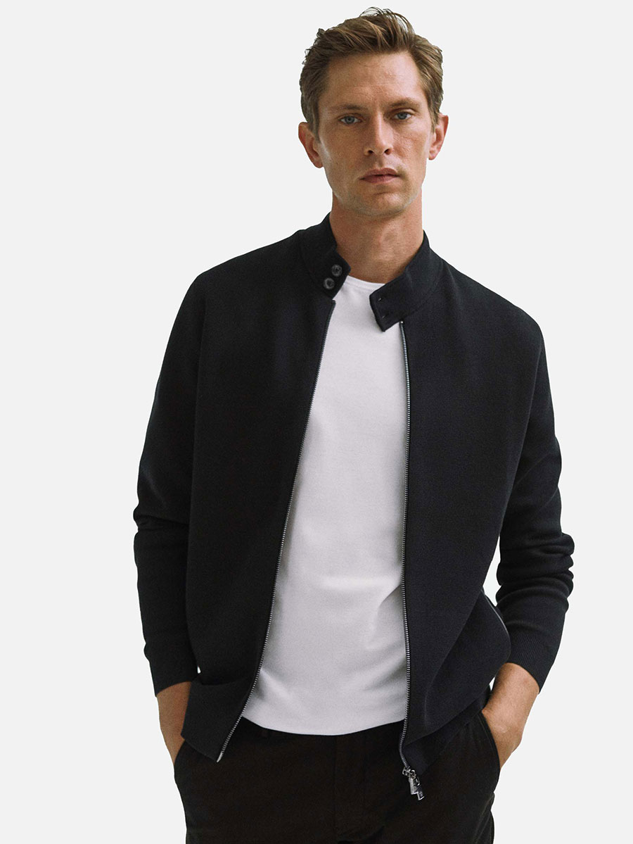 Zipped cotton cardigan