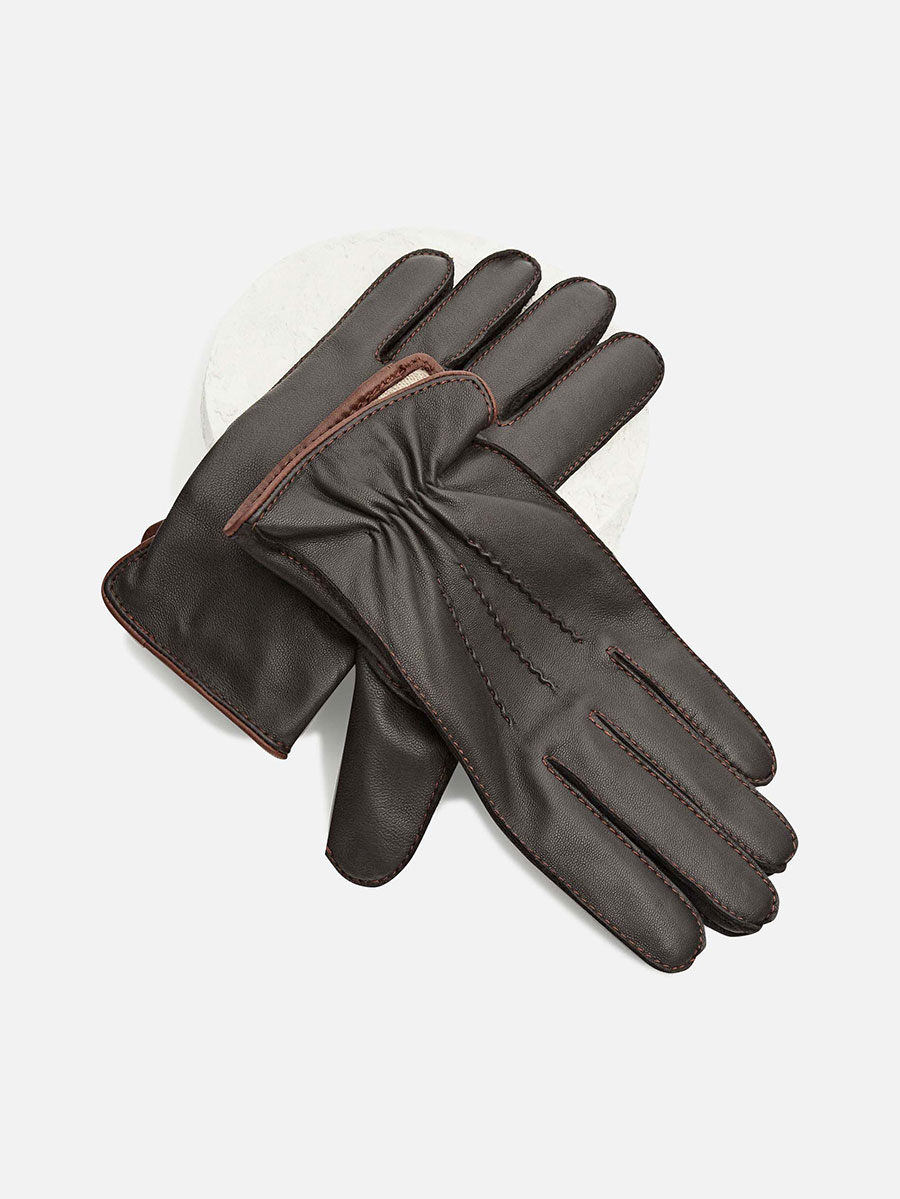 Leather, wool and cashmere gloves