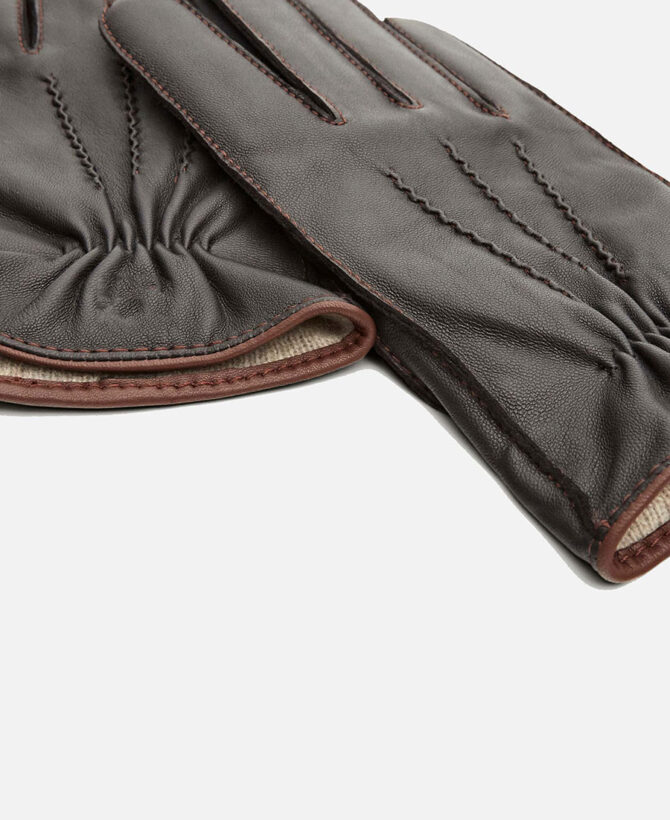 Leather, wool and cashmere gloves