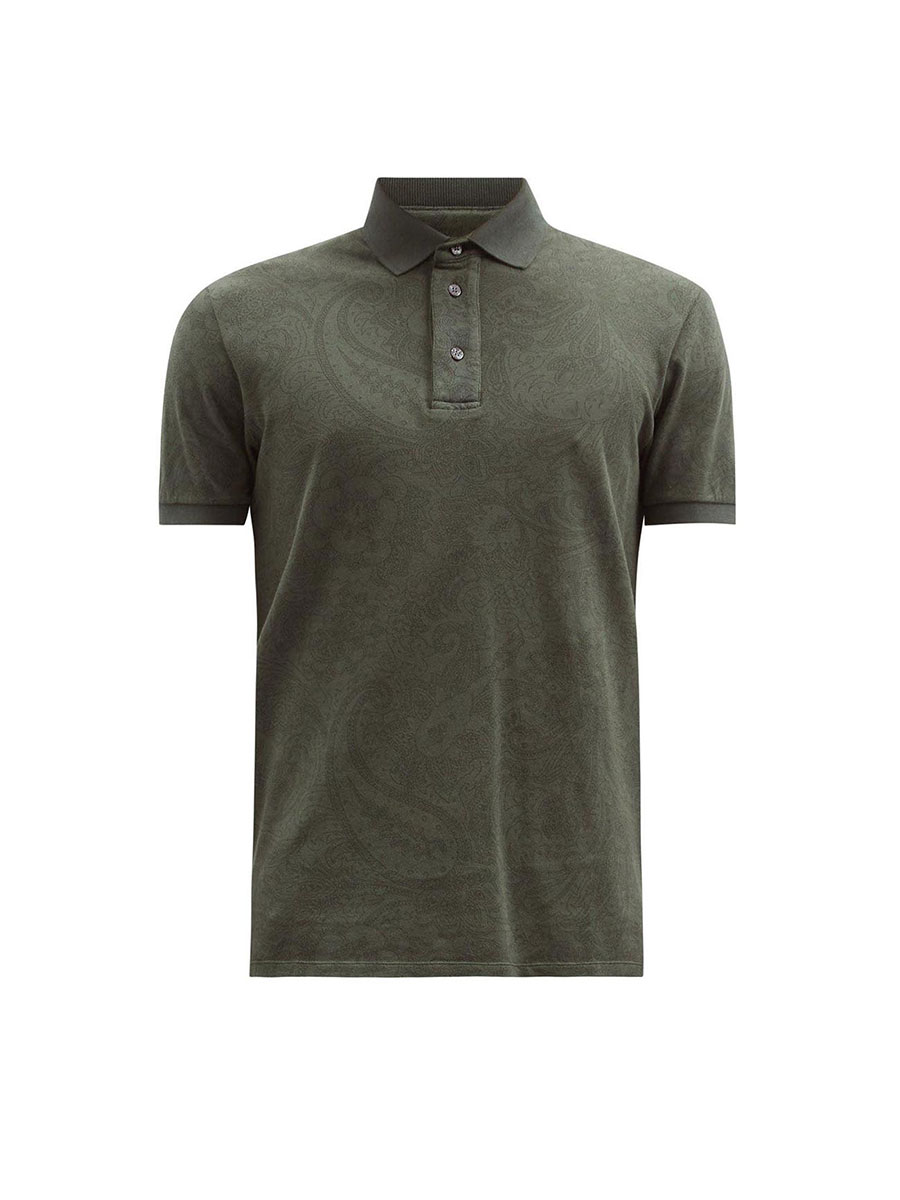 Paisley-print cotton polo shirt