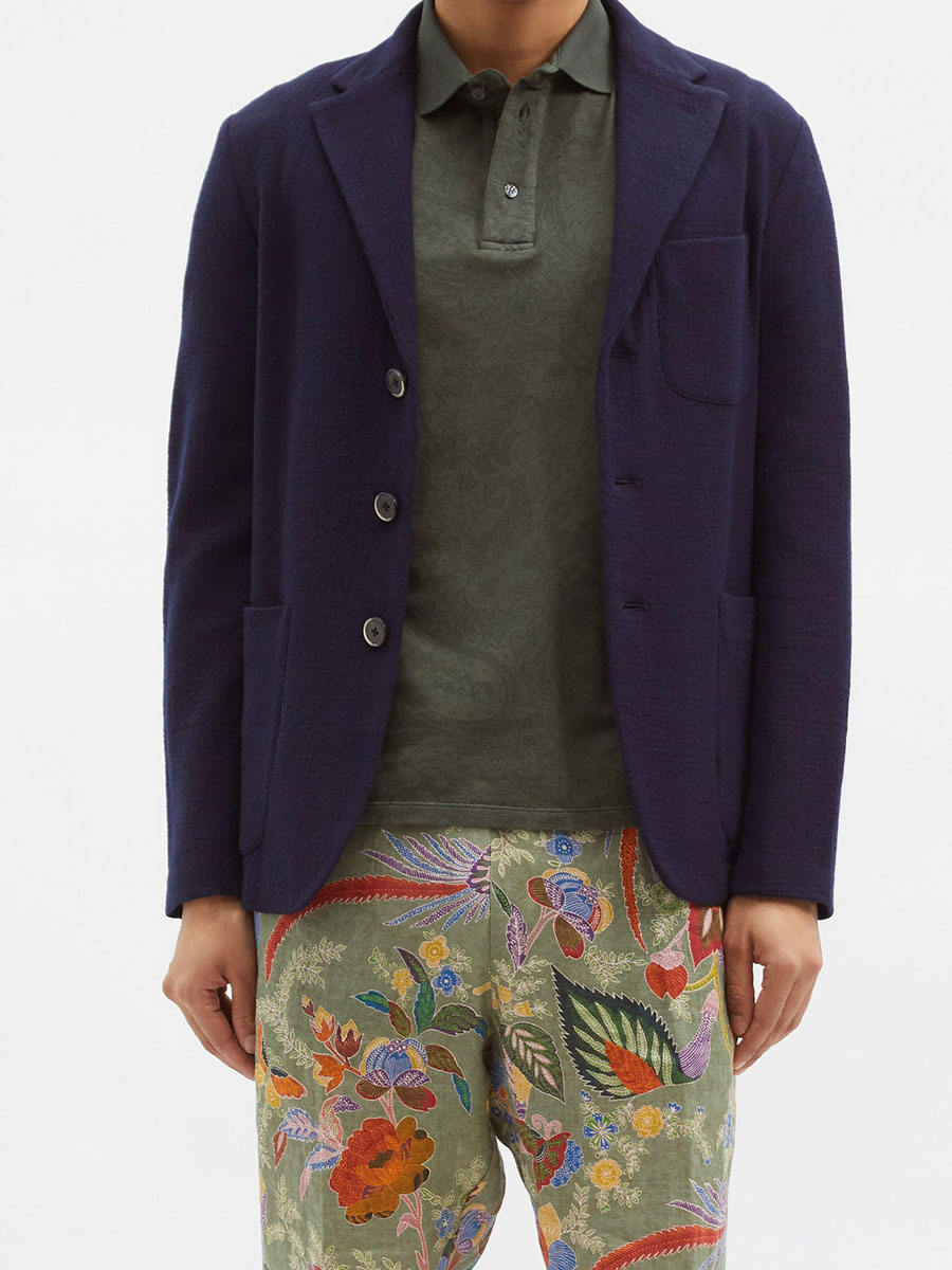 Paisley-print cotton polo shirt