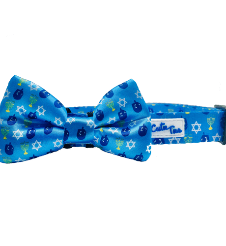 Hanukkah Dreidel Blue Dog Collar