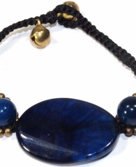 Blue Agate Slice & Rounds Bracelet