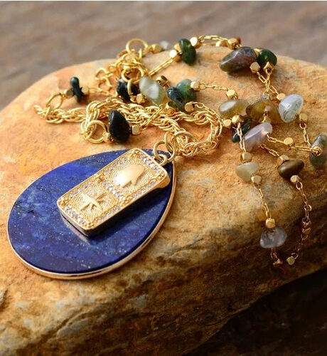 Lapis Lazuli Spiritual Teardrop Necklace