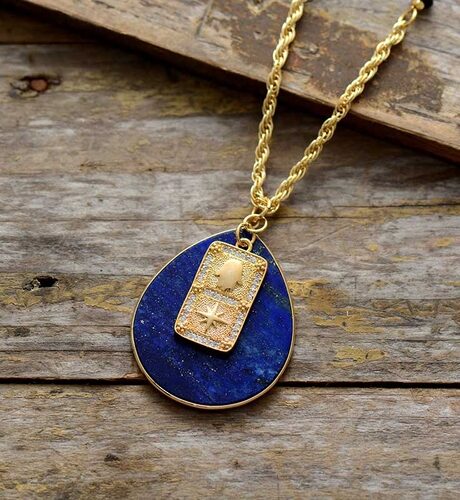 Lapis Lazuli Spiritual Teardrop Necklace
