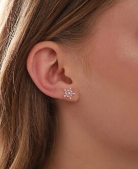 925 Sterling Silver Snowflake Earrings with Zircon Stones for Women
