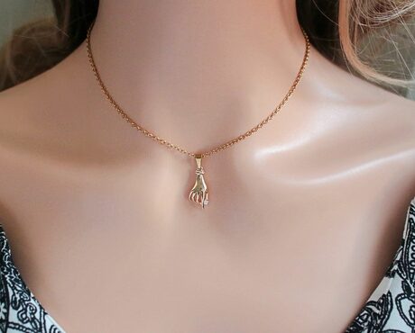 24 Karats CZ Hand Pendant Necklace