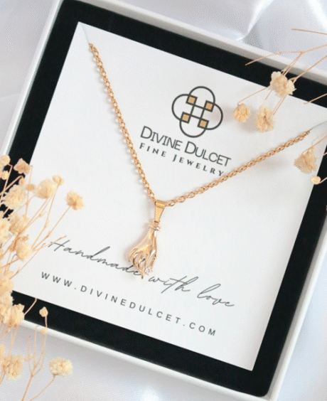 24 Karats CZ Hand Pendant Necklace