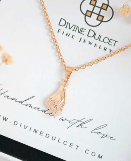 24 Karats CZ Hand Pendant Necklace