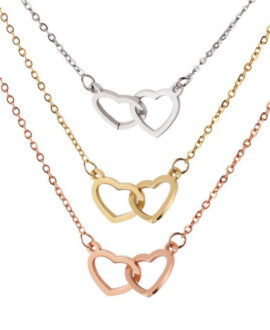 Double Heart Name Necklace - couples necklace