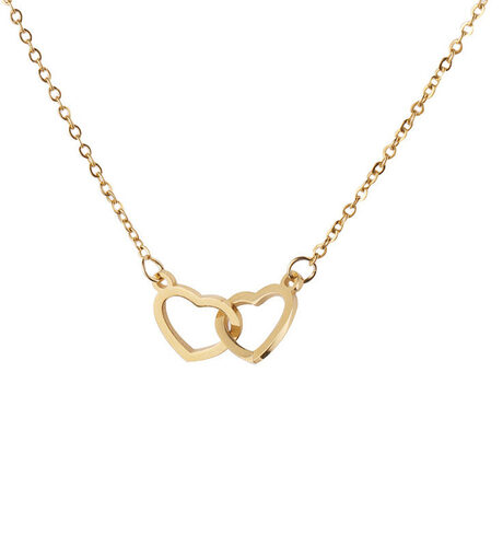 Double Heart Name Necklace - couples necklace