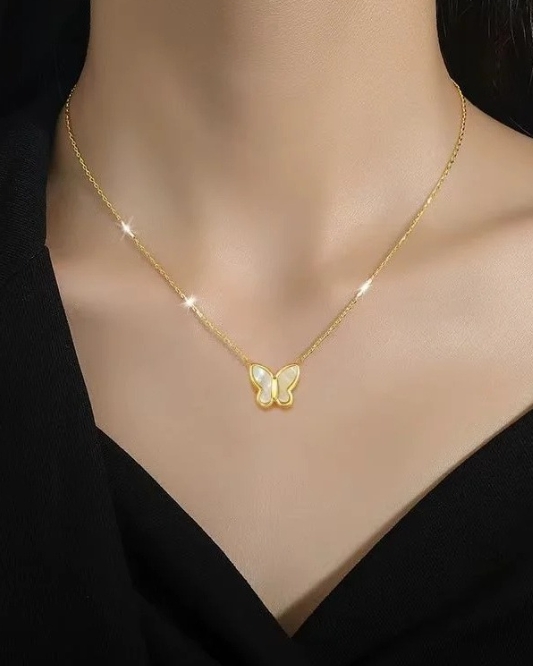 MOP Petite Butterfly Pendant Necklace