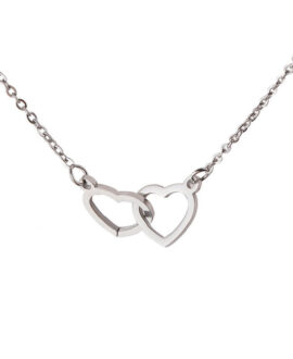 Double Heart Name Necklace - couples necklace