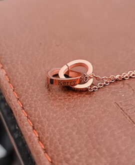 Double Heart Name Necklace - couples necklace