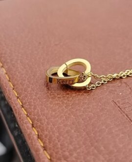 Double Heart Name Necklace - couples necklace