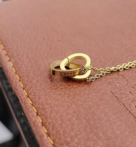 Double Heart Name Necklace - couples necklace