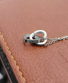 Double Heart Name Necklace - couples necklace