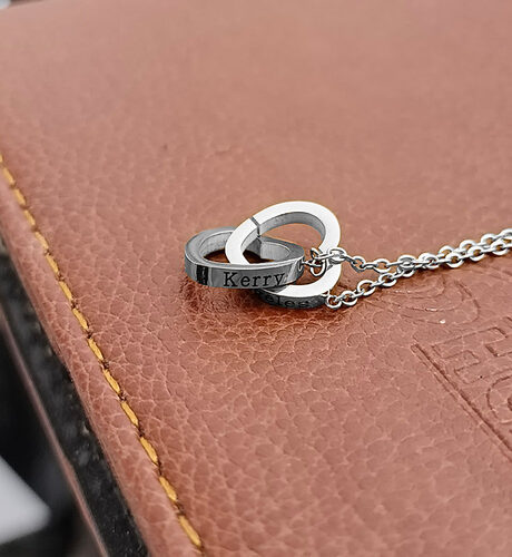 Double Heart Name Necklace - couples necklace