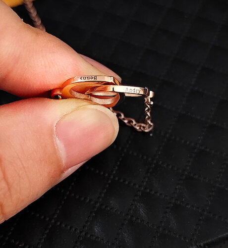 Double Heart Name Necklace - couples necklace