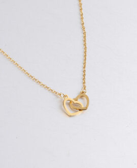 Double Heart Name Necklace - couples necklace