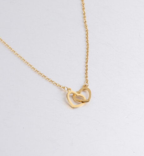 Double Heart Name Necklace - couples necklace