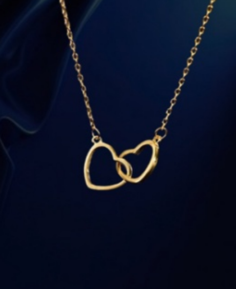 Double Heart Name Necklace - couples necklace
