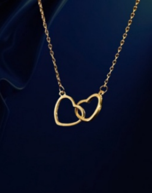 Double Heart Name Necklace - couples necklace