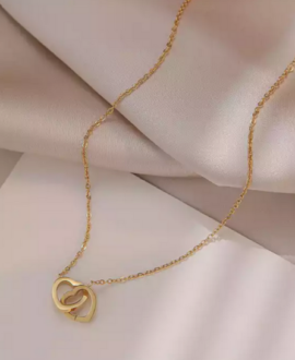 Double Heart Necklace by Kaelyn and Co Minimalist Collection