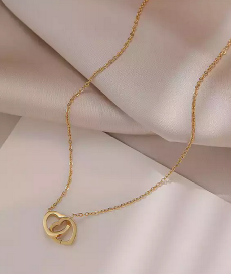 Double Heart Necklace by Kaelyn and Co Minimalist Collection