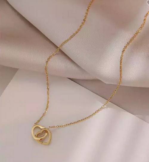 Double Heart Necklace by Kaelyn and Co Minimalist Collection